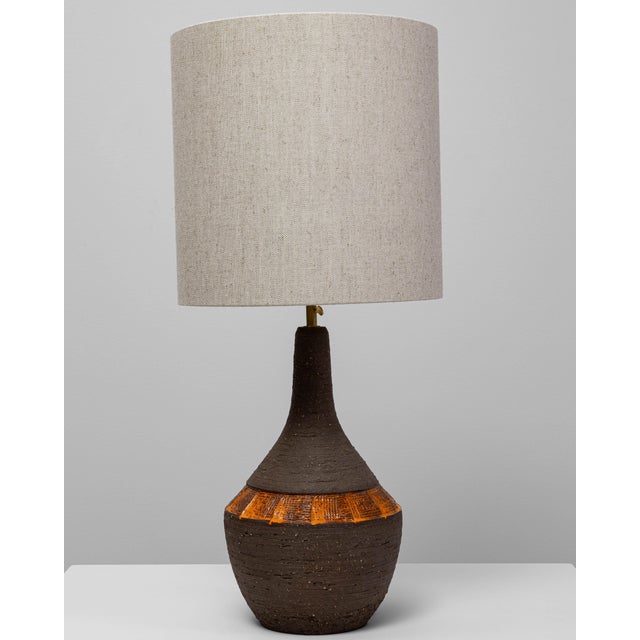 20th Century German Brown And Orange Ceramic Table Lamp For Sale In Greensboro - Image 6 of 18