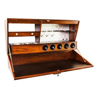 Vintage Danish Modern Wall Mounted Rosewood Dry Bar by Erik Buck for Dyrlund For Sale