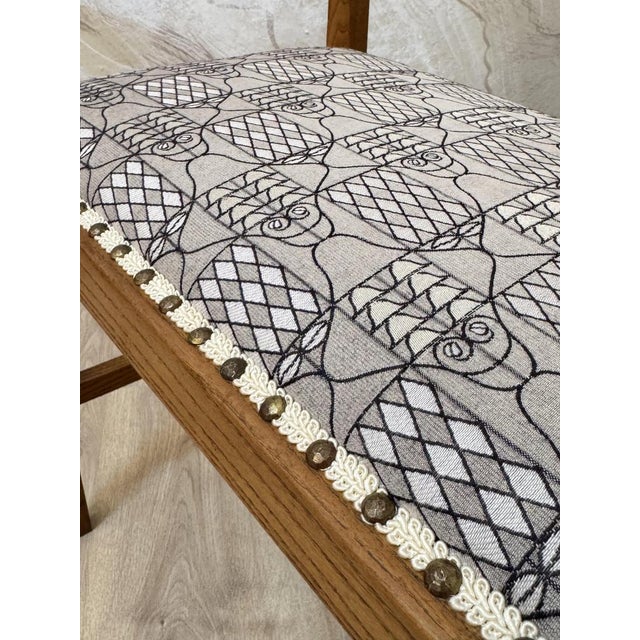 Vienna Secession Ottoman in Ashwood and Backhausen Fabric, Vienna, 1900s For Sale - Image 9 of 11