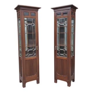 Art Nouveau Wood Showcases, Central Europe, 1910s, Set of 2 For Sale