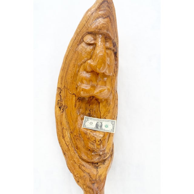 Large 1970s Carved Lacquered Solid Teak Moon Face Wall Hanging Sculpture For Sale - Image 4 of 9