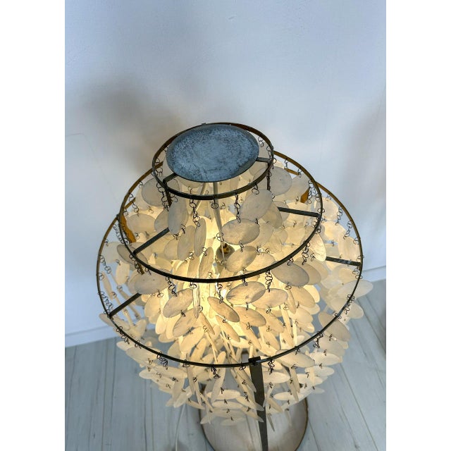 Vintage Metal Floor Lamp with Shell Discs by Verner Panton For Sale - Image 6 of 9