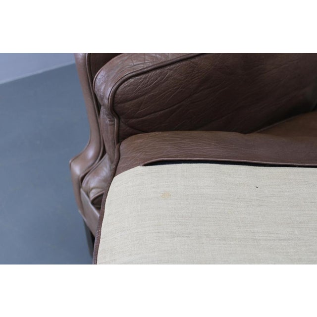 Brown Mid-Century Danish Three-Seat Brown Leather Sofa, 1970s For Sale - Image 8 of 18