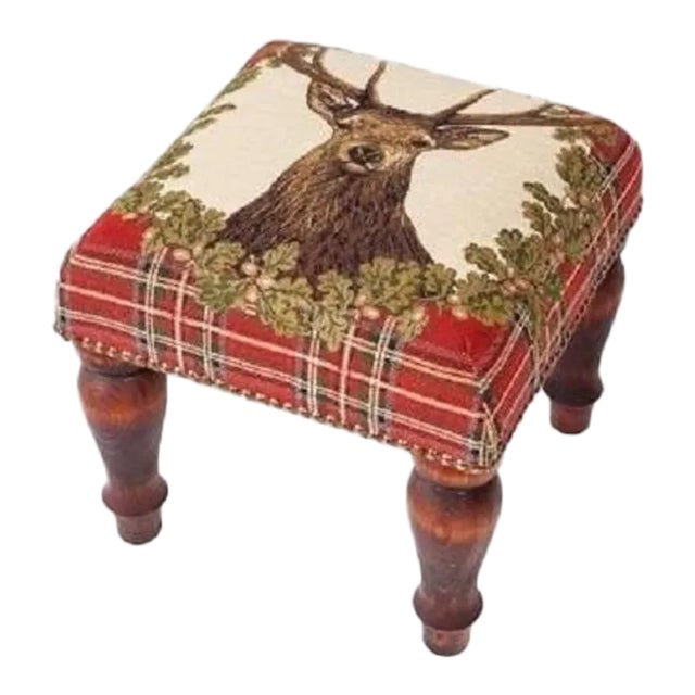 00 Stag Red Tartan Medium Stool For Sale