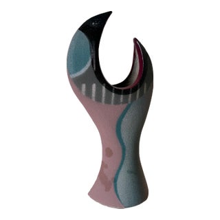 1990's Vintage Signed Sculptural Abstract Modernist Art Ceramic Vase For Sale