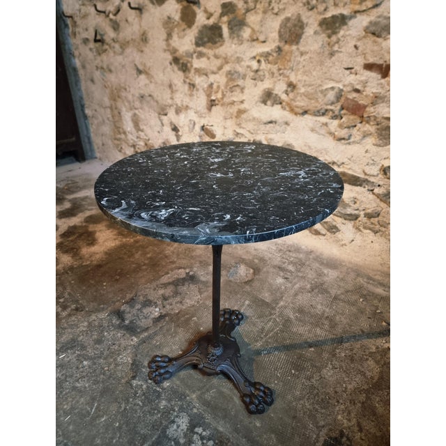 Stone Antique French Bistro Table with Marble Top and Cast Iron Base, 1890s For Sale - Image 7 of 16