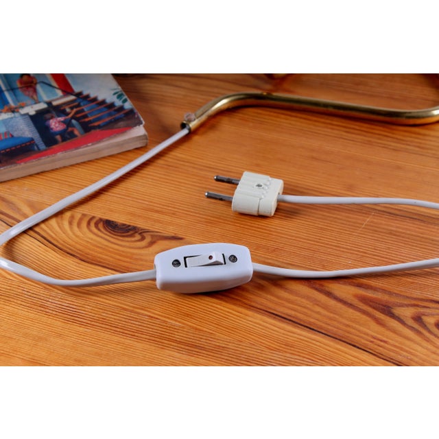 Red and Brass Diabolo Table Light by Asea, 1950s For Sale - Image 10 of 13