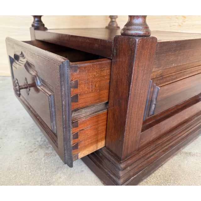 20th Century Pair of Solid Carved Spanish Nightstands with Two drawers For Sale - Image 14 of 18