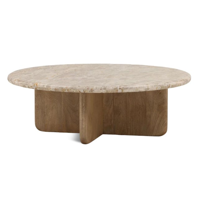 Contemporary Sand Marble Sculptural Coffee Table For Sale - Image 3 of 3