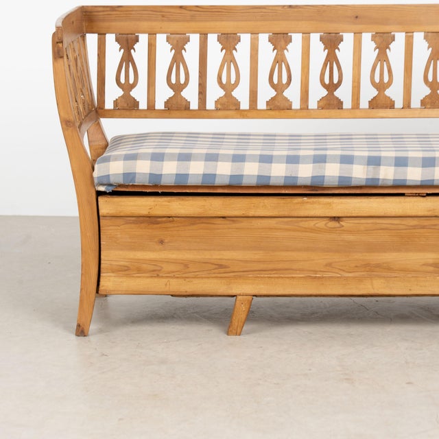 Late 19th Century 19th Century Swedish Pine Storage Bench With Storage For Sale - Image 5 of 12