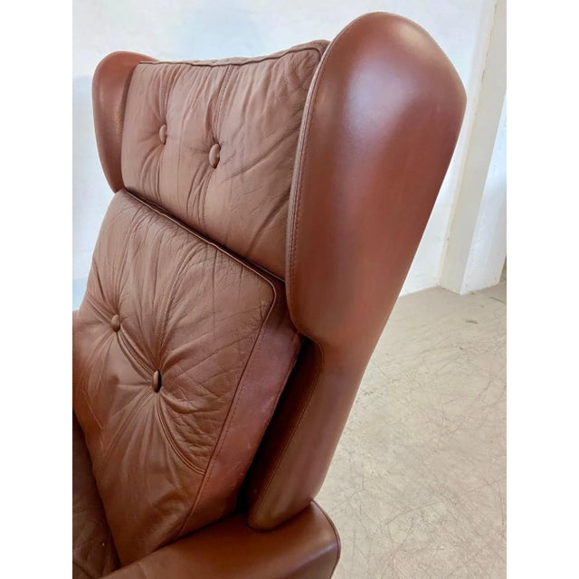 Brown Vintage Danish Caramel Brown Leather Chair by Svend Skipper, 1964 For Sale - Image 8 of 17
