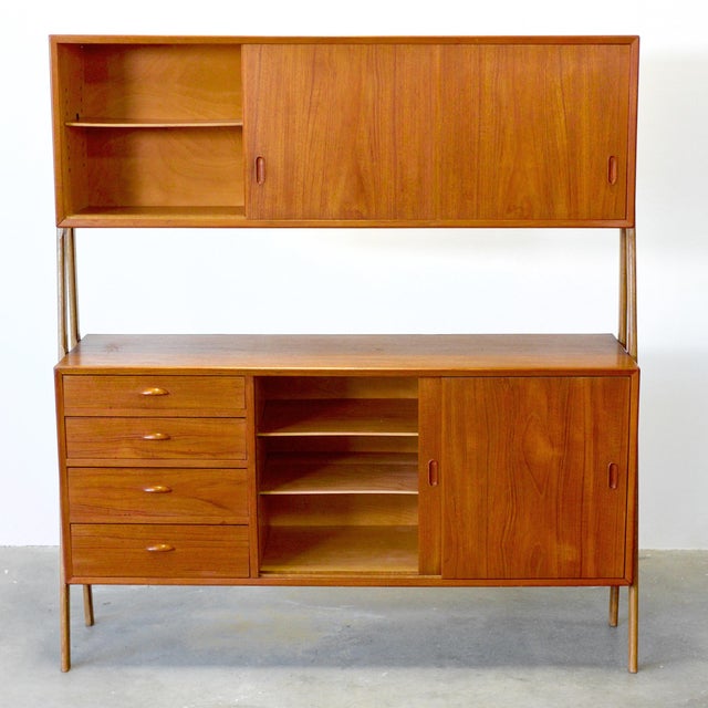1960s 1960s Double-Tiered Danish Teak Tall Sideboard / Highboard For Sale - Image 5 of 16
