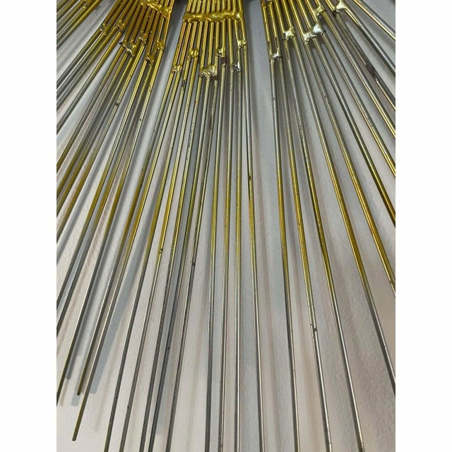 Metal Large Mid 20th Century Chaty Vallauris Style Metal Sunburst Wall Mirror For Sale - Image 7 of 12