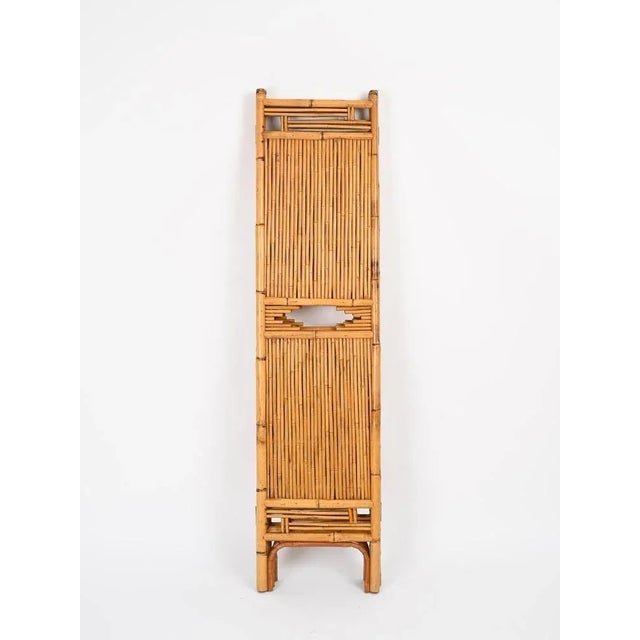 French Riviera Rattan and Bamboo 3-Panel Folding Screen, Italy, 1960 For Sale - Image 6 of 12