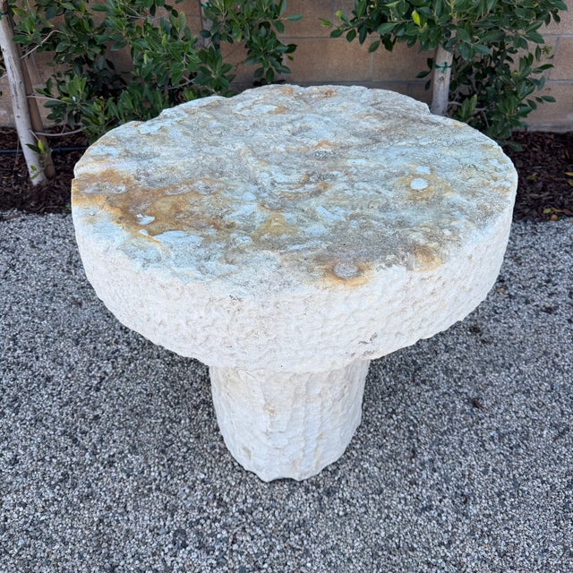 Late 20th Century Limestone Outdoor Table or Pedestal 31" For Sale In Los Angeles - Image 6 of 14