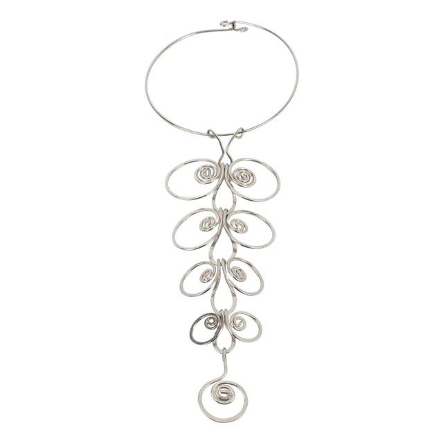 Paco Rabanne Style Space Age Chrome Wire Necklace For Sale