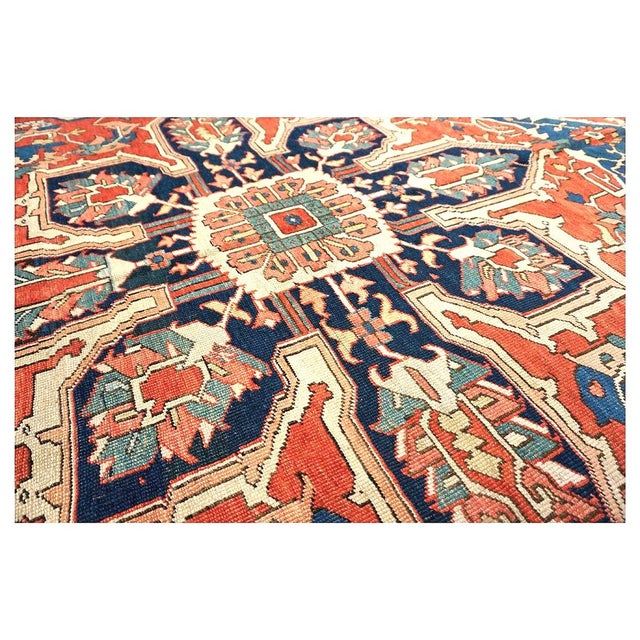 Antique Persian Serapi 10x15 Rust & Navy Handmade Area Rug #1140796 For Sale - Image 12 of 14