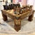 Brown Vintage Mid-Century Carved Chess Board Coffee Table With Chess Pieces For Sale - Image 8 of 16