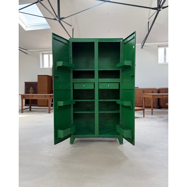 Vintage Green Metal Cabinet, 1950s For Sale - Image 4 of 14