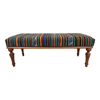 Traditional Kilim Rug Upholstered Bench For Sale