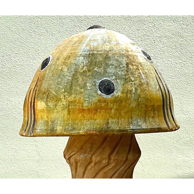 Yellow Vintage Distressed Garden Mushroom Statue For Sale - Image 8 of 15