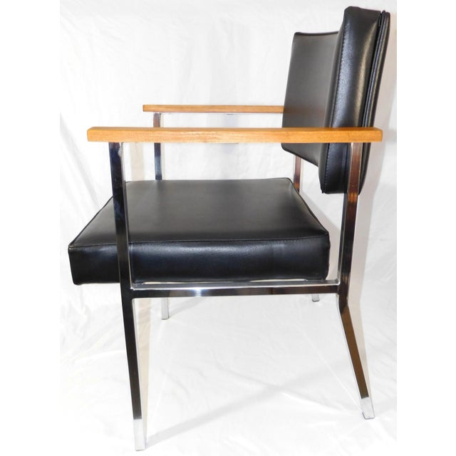 Black 1970s Vintage Cole / Litton Restored Chrome & Vinyl Office Arm Chair For Sale - Image 8 of 18