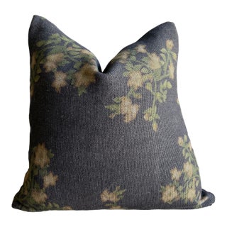 Wabi Sabi French Linen Roses Accent Pillow in Ocré For Sale