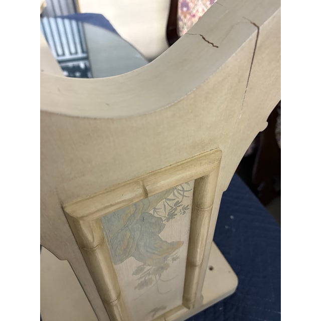Faux Bamboo Blue and Creme Toile De Joy Chinoiserie Large Leather Top Executive Desk For Sale - Image 12 of 12