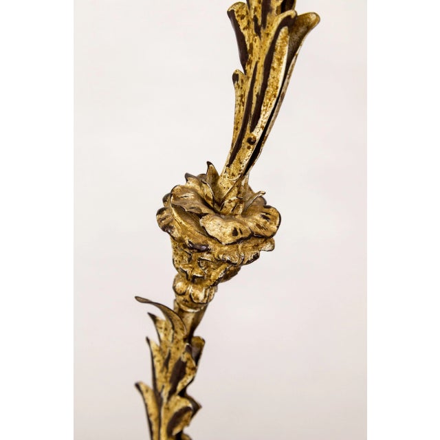 1970s Tall Curved Metal Foliate Lamps - Pair For Sale - Image 9 of 12