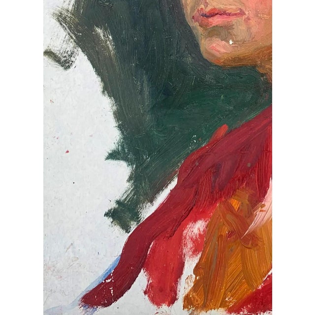 1960s 1960s Portrait Oil Painting, Ukrainian Art on Cardboard 32-23 For Sale - Image 5 of 6