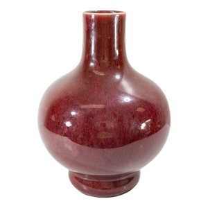 19th or 20th Century Chinese Sang De Boeuf Oxblood Flambe Glazed Vase