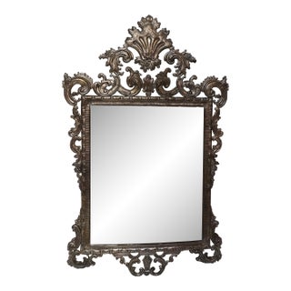 19th Century Hand Hammered Repousse Framed Mirror For Sale