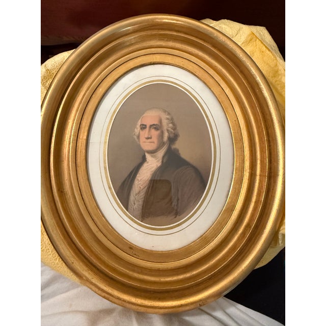 Antique Oval Framed George & Martha Washington Portrait Prints - A Pair For Sale In Charlotte - Image 6 of 6