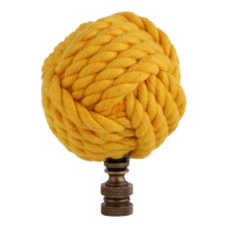 Nautical Knot Lamp Finial in Golden Yellow on Bronze Hardware For Sale
