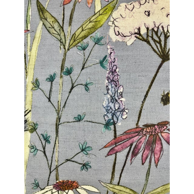 2020s 20" Square Decorative Throw Pillow With a Playful Pink and White Mid Century Modern Look Floral Pattern Dotted With Bees - Made in the U K For Sale - Image 5 of 12