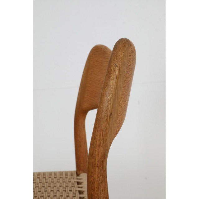 Tan Danish Oak Chairs with Paper Cord by Arne Hovmand Olsen for Mogens Kold, 1970s, Set of 4 For Sale - Image 8 of 18