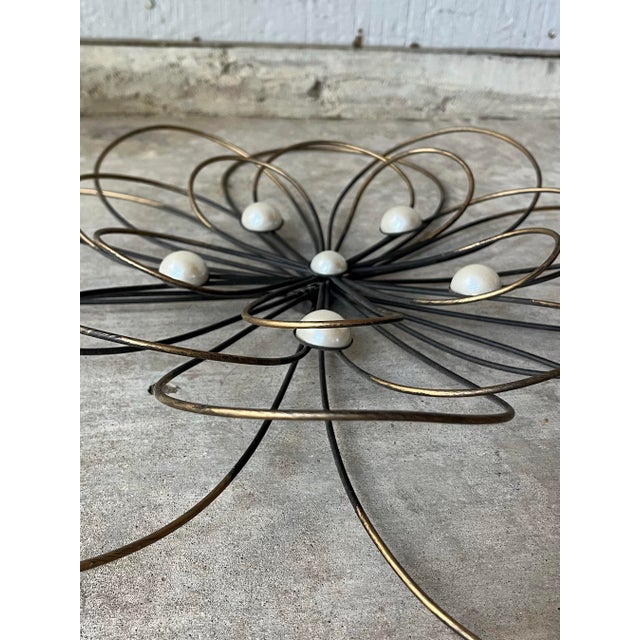 Contemporary Mid-Century Style Set of 3 Gold & Black Faux Pearl Wire Flower Wall Hangings For Sale In Dallas - Image 6 of 10
