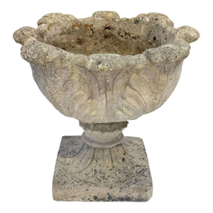 English Garden Stone Planter Pot or Urn With Acanthus Relief - Four Available