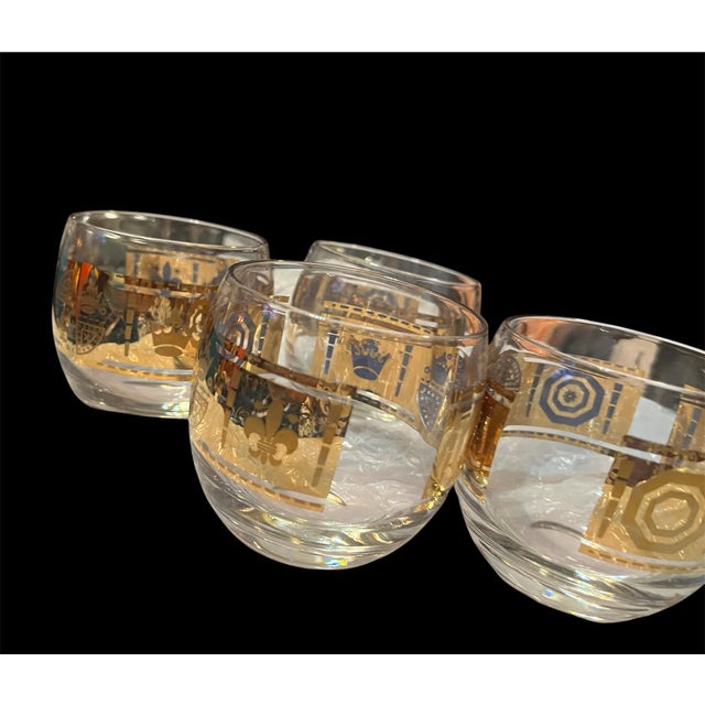Spectacular MCM Roly Poly Barware glasses. Culver Ltd. Roly Poly glasses are decorated with 22 KT gold featuring crest and...