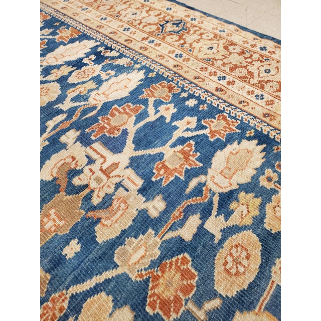 Antique Persian Sultanabad Carpet, Handmade Oriental Rug, Light Blue, Terracotta For Sale - Image 17 of 18