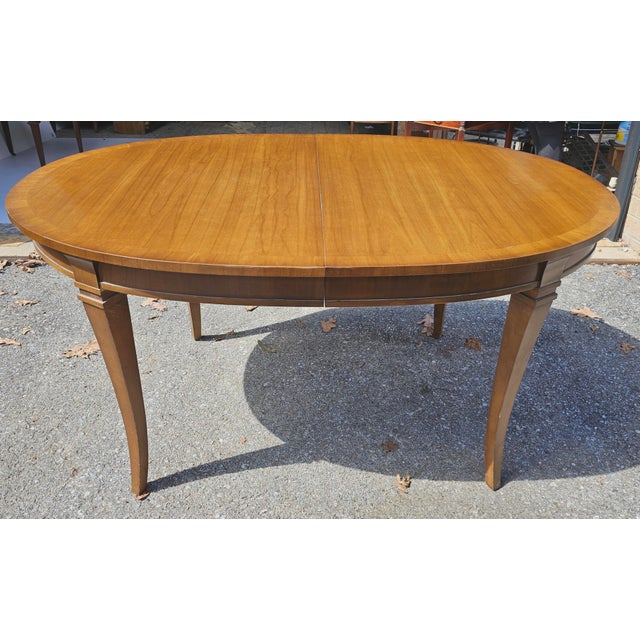Wood Refinished Mid-Century Drexel Consulate Series Solid Walnut Dining Table For Sale - Image 7 of 12