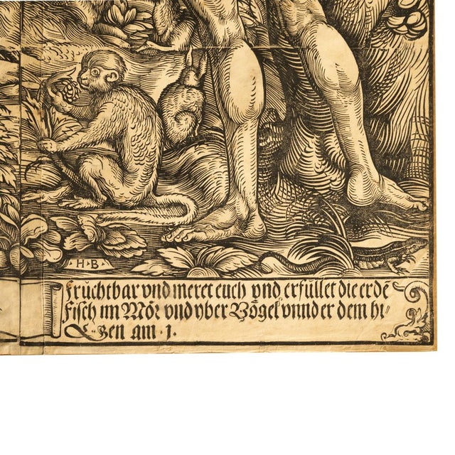 16thCentury German Northern Renaissance Woodcut Print Adam & Eve Baron Von Lanna by Hans Burgkmair the Elder, 1525 For Sale - Image 13 of 18