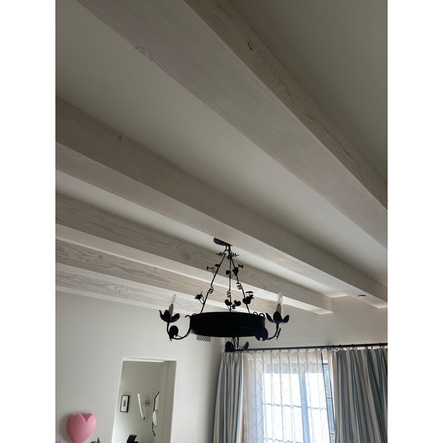 Late 19th Century French Wrought Iron and Cast Metal 3-Light Chandelier For Sale - Image 11 of 12