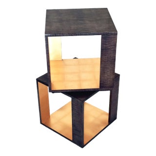 Theodore Alexander Pair Side Tables With Gold Leaf For Sale