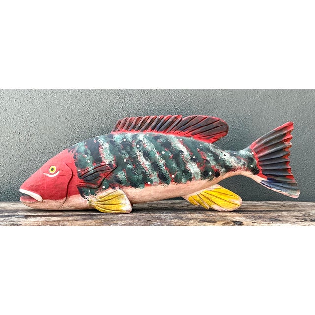 Vintage Monumental Hand Painted Fish For Sale - Image 11 of 12