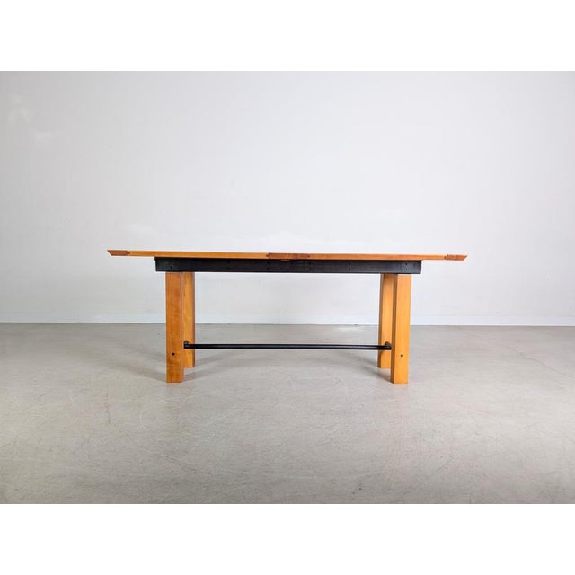 Postmodern Large Country Style Beech Dining Table For Sale - Image 3 of 11