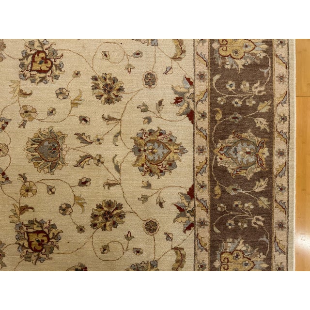 Cream Persian Kashan Style Oriental Area Rug 9x12 For Sale - Image 8 of 10