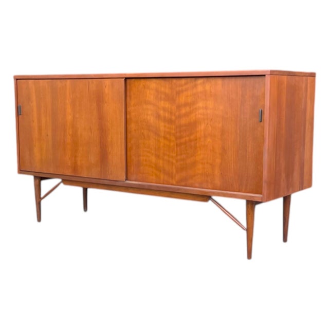 Brown 1960s Danish Modern Walnut Sideboard With Sliding Doors For Sale - Image 8 of 18