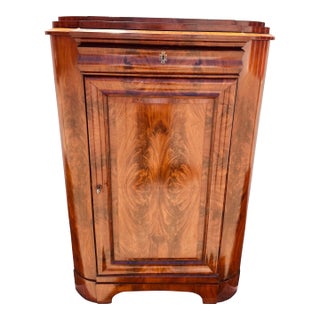Mid 18th Century Biedermeier Flamed Mahogany Corner Cabinet, Denmark For Sale