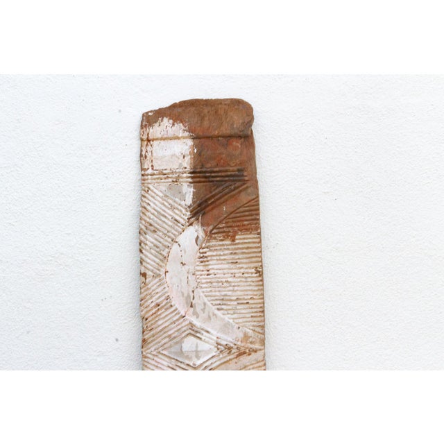 African Antique African Igbo Carved Painted White Panel For Sale - Image 3 of 7